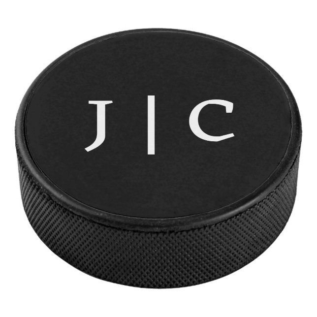 Custom Initials Monogram Minimalist Modern Hockey Puck (3/4)