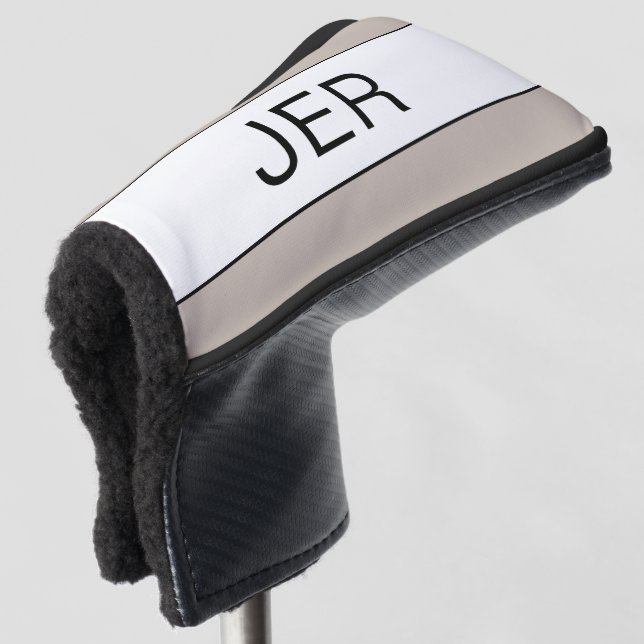 Custom Initials Monogrammed Modern Tan Pro Sports Golf Head Cover (3/4 Front)
