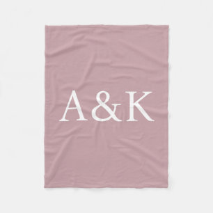 Custom Initials on Dusty Rose Mauve Fleece Blanket