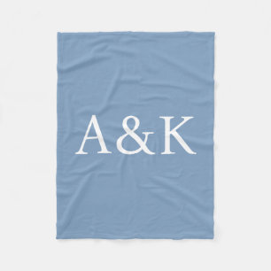 Custom Initials on Dusty Slate Blue Wedding Fleece Blanket