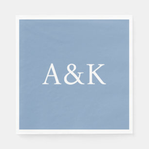 Custom Initials on Dusty Slate Blue Wedding Napkin