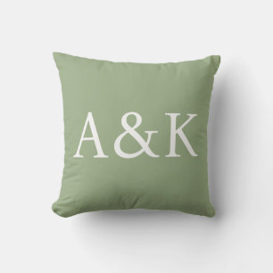 Custom Initials on Sage Green Wedding Cushion