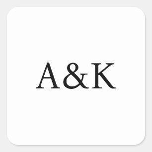 Custom Initials on White Wedding Square Sticker