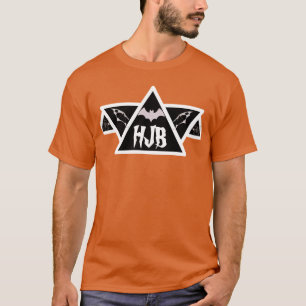 Custom initials orange Halloween Bat Man Triangle T-Shirt