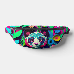 Custom Initials Panda Zoo Faux Paper Cuts Bum Bags