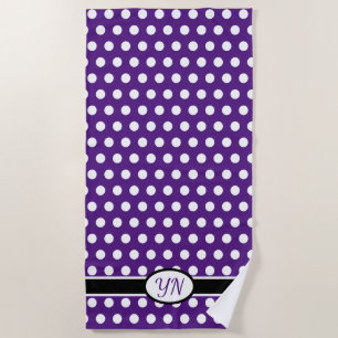 Custom initials Polka Dot Beach Towel