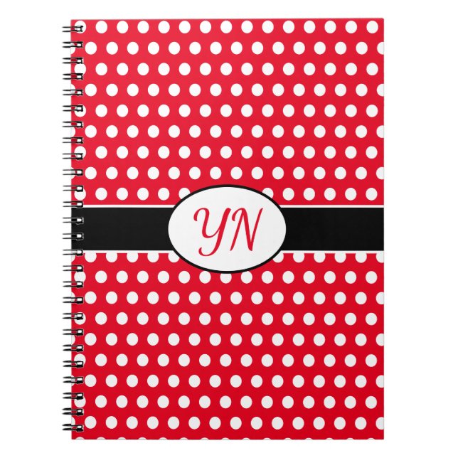 Custom initials Polka Dot  Notebook (Front)