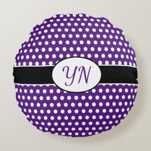 Custom initials Polka Dot  Round Cushion