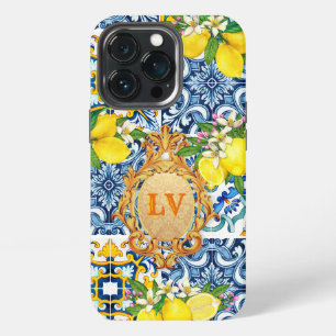 Custom Initials Sicilian Tiles Citrus Baroque iPhone 13 Pro Case