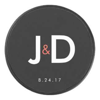 Custom Initials Wedding Favour Hockey Puck