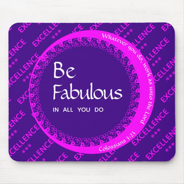 Custom Inspirational Motivational FABULOUS Purple Mouse Mat (Front)