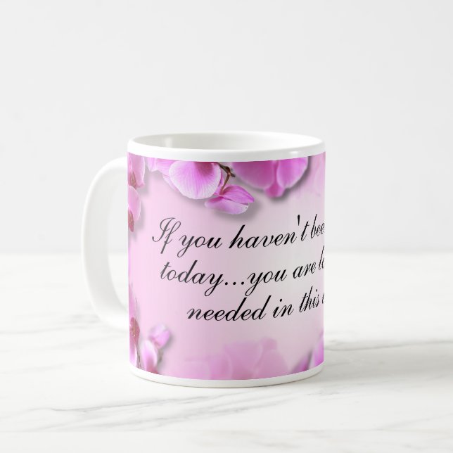 Custom Inspirational Pink Orchid Coffee Mug (Front Left)
