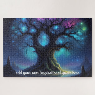Custom Inspirational Quote Fantasy Tree of Light  Jigsaw Puzzle