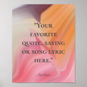 Custom Inspirational Quote Marble Wave Watercolor  Poster