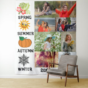 Custom Instagram 8 photo collage year season Tapestry