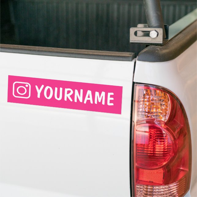 Custom instagram name pink bumper sticker (On Truck)