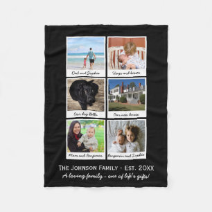 Custom Instagram Photo Collage Black or Your Fleece Blanket