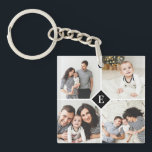 Custom Instagram Photo Collage Family Monogram Key Ring<br><div class="desc">Custom made to order key chain personalised with your photos and text. Add 4 square Instagram photos with a classic monogram initial in the centre. Use the design tools to add more photos, change the background colour, and edit the text fonts and colours to create a unique one of a...</div>