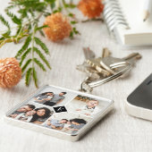 Custom Instagram Photo Collage Family Monogram Key Ring (Side)
