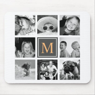 Custom Instagram Photo Collage Monogram Mouse Mat