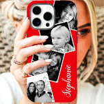 Custom Instagram Photo Collage Personalised Name iPhone 11 Case<br><div class="desc">Custom Instagram Photo Collage Red Personalised iPhone 11 Case. This trendy modern design features a place for 4 square instagram style photos. Add your name or text to further personalise this custom DIY design and choose your own background colour.</div>