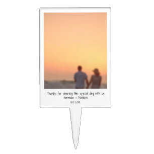 Custom instant photo & text modern chic wedding cake pick