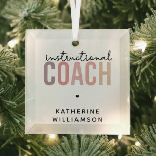 Custom Instructional Coach Educational Coach Gifts Glass Tree Decoration