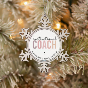 Custom Instructional Coach Educational Coach Gifts Snowflake Pewter Christmas Ornament
