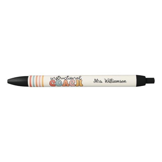 Custom Instructional Coach Educational Coach Retro Black Ink Pen (Front)