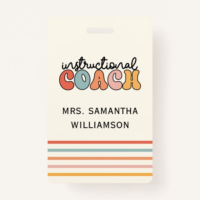 Custom Instructional Coach Educational Coach Retro ID Badge (Front)
