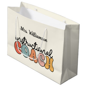 Custom Instructional Coach Educational Coach Retro Large Gift Bag