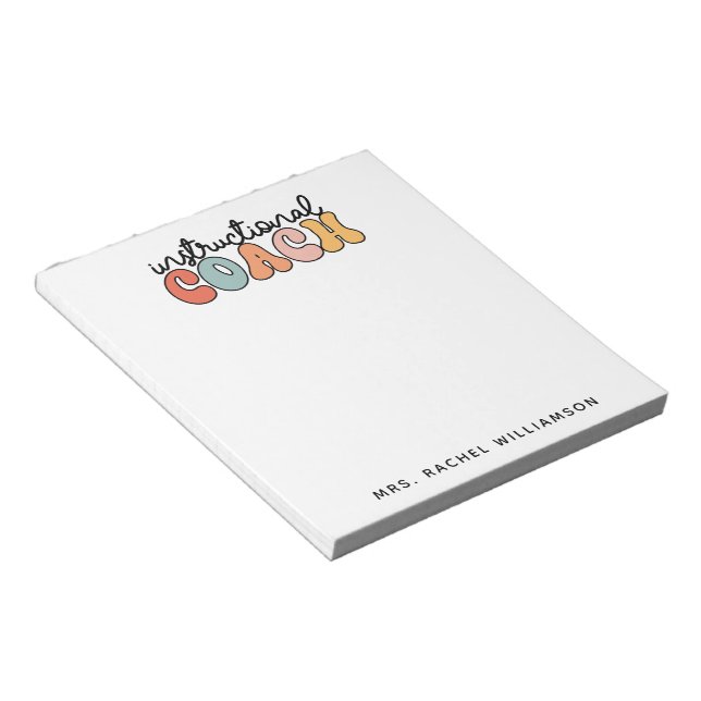 Custom Instructional Coach Educational Coach Retro Notepad (Angled)