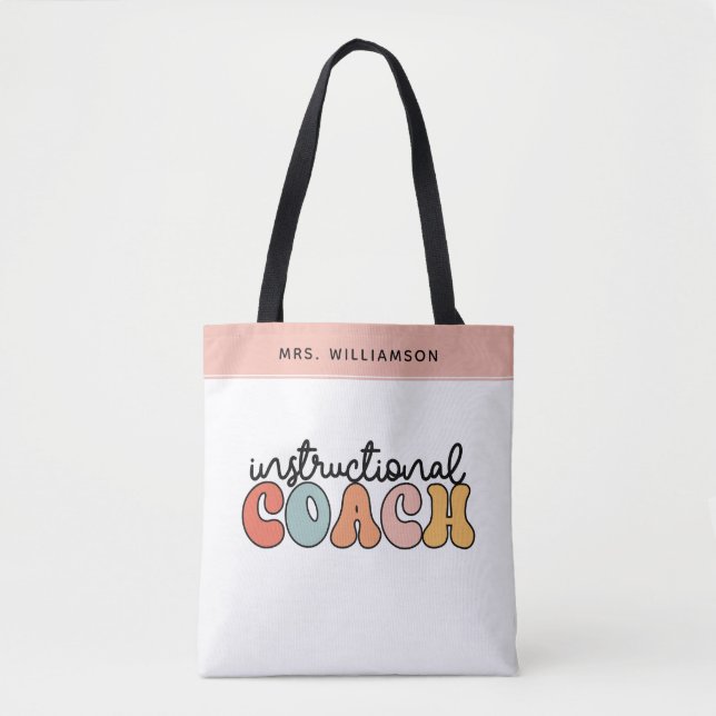 Custom Instructional Coach Educational Coach Retro Tote Bag (Front)