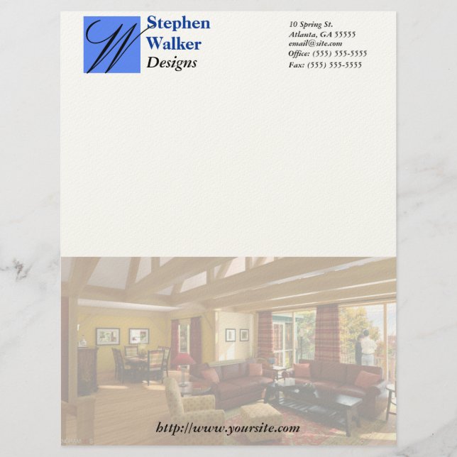 Custom Interior Design Stationary Letterhead Template (Front)