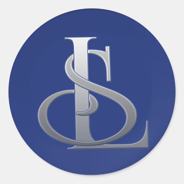 Custom interlocking monogram classic round sticker (Front)