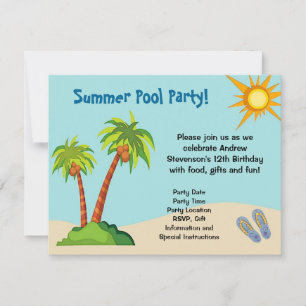 Custom Invitation, Summer Pool Party Theme Or Invitation