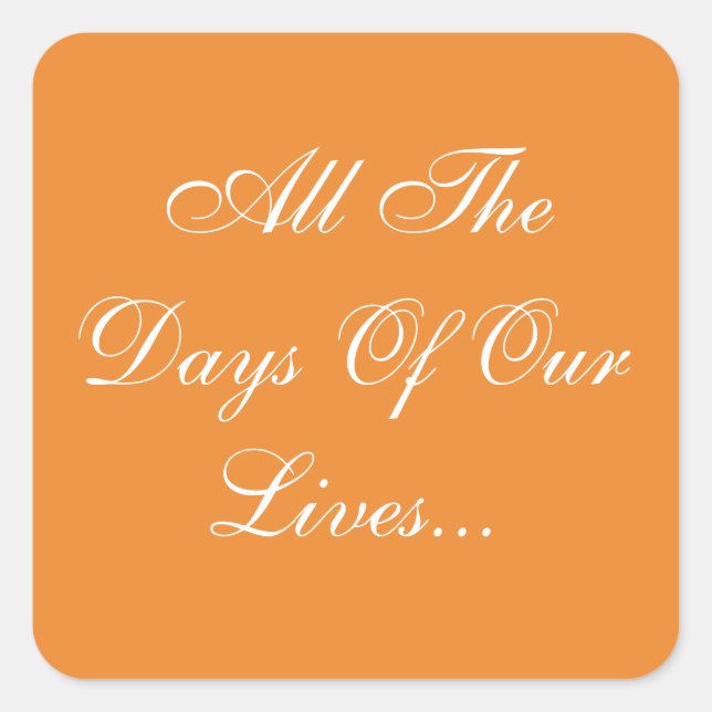 Custom Invites Cadmium Orange Square Sticker (Front)