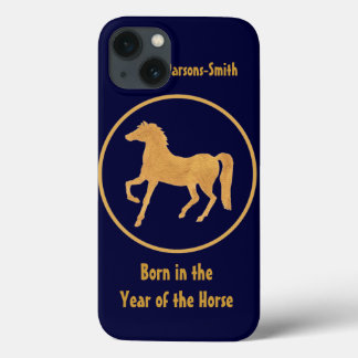 Custom iPad Case: Gold-effect Horse Pattern iPhone 13 Case