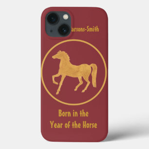 Custom iPad Case: Gold-effect Horse Pattern iPhone 13 Case
