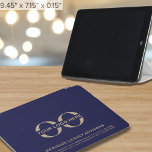 Custom iPad Case with Logo<br><div class="desc">Elevate your business image with this sleek and customisable iPad case, perfect for professionals looking to showcase their brand. Designed in timeless navy blue and gold, this case offers a modern, minimalist look while featuring space for your business logo, company name, website, and contact information. Ideal for corporate employees, small...</div>