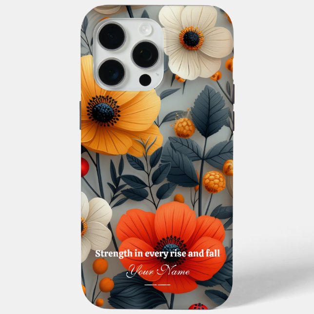 Custom iPhone 15 Promax Case with Vibrant Flower (Back)