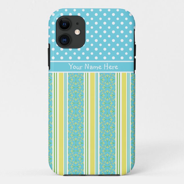 Custom iPhone 5/5s Case: Daffodils Stripes, Polkas Case-Mate iPhone Case (Back)