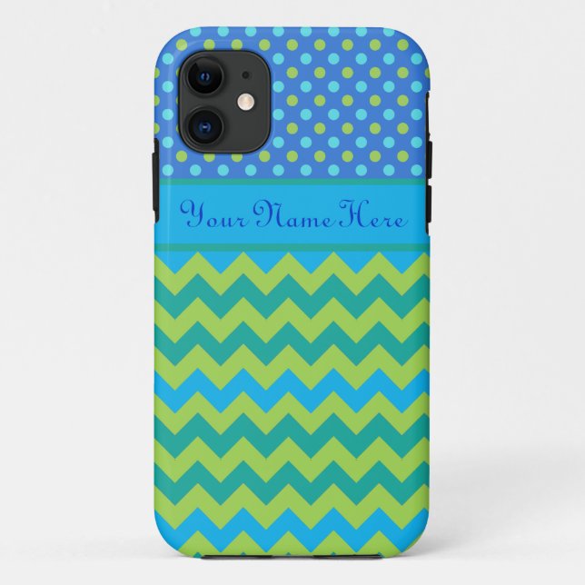 Custom iPhone 5/5s Case: Polka Dots and Chevrons Case-Mate iPhone Case (Back)