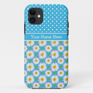 Custom iPhone 5/5s Case: Polka Dots, Daisies, Blue 11 Case