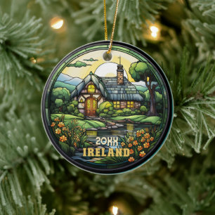 Custom Ireland Souvenir Ceramic Tree Decoration