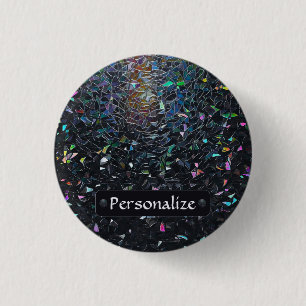Custom Iridescent Abstract Stained Glass Pattern 3 Cm Round Badge