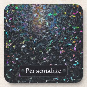 Custom Iridescent Abstract Stained Glass Pattern Coaster