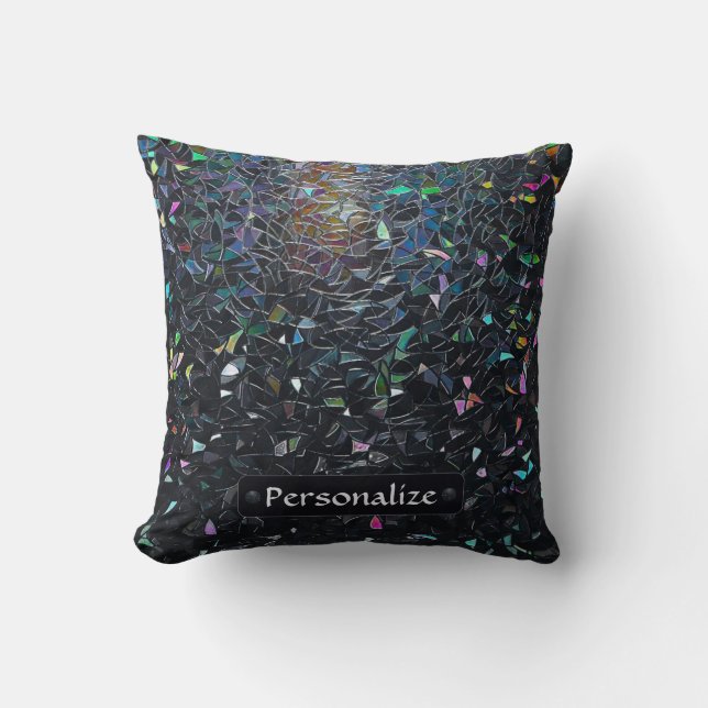 Custom Iridescent Abstract Stained Glass Pattern Cushion (Front)
