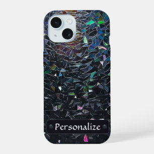 Custom Iridescent Abstract Stained Glass Pattern iPhone 15 Case