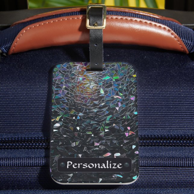 Custom Iridescent Abstract Stained Glass Pattern Luggage Tag (Front Insitu 2)